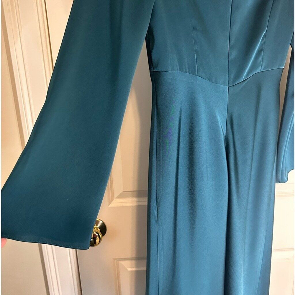 Satin Charmeuse A-Line Maxi Dress Jewel Bateau Neckline Built in Bra! Size 4 - Picture 9 of 13